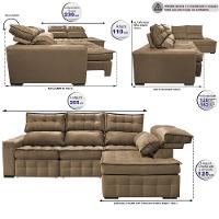 Sofá de Canto Direito 2,65x2,30m Retrátil e Reclinável com Molas Ensacadas Cama inBox Nobre Castor - 3