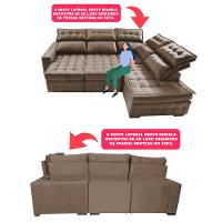 Sofá de Canto Direito 2,65x2,30m Retrátil e Reclinável com Molas Ensacadas Cama inBox Nobre Castor