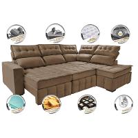 Sofá de Canto Direito 2,65x2,30m Retrátil e Reclinável com Molas Ensacadas Cama inBox Nobre Castor - 5