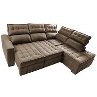 Sofá de Canto Direito 2,65x2,30m Retrátil e Reclinável com Molas Ensacadas Cama inBox Nobre Castor - 6