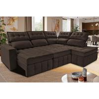 Sofá de Canto Direito 2,65x2,30m Retrátil e Reclinável com Molas Ensacadas Cama inBox Nobre Café - 1