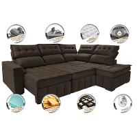 Sofá de Canto Direito 2,65x2,30m Retrátil e Reclinável com Molas Ensacadas Cama inBox Nobre Café - 3