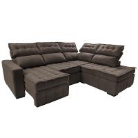 Sofá de Canto Direito 2,65x2,30m Retrátil e Reclinável com Molas Ensacadas Cama inBox Nobre Café - 8