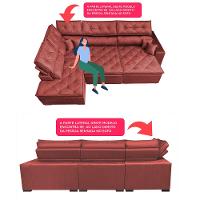 Sofá de Canto Retrátil e Reclinável com Molas Cama inBox Platinum Esquerdo 3,40x2,36 Suede Vermelho - 3
