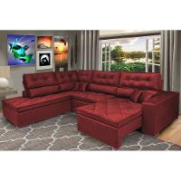 Sofá de Canto Retrátil e Reclinável com Molas Cama inBox Platinum Esquerdo 3,00x2,36 Suede Vermelho - 1