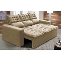 Sofá 3 Lugares Retrátil e Reclinável Cama inBox Slim 2,00m Velusoft Bege - 1
