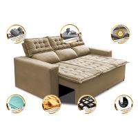 Sofá 3 Lugares Retrátil e Reclinável Cama inBox Slim 2,00m Velusoft Bege - 3