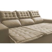 Sofá 3 Lugares Retrátil e Reclinável Cama inBox Slim 2,00m Velusoft Bege