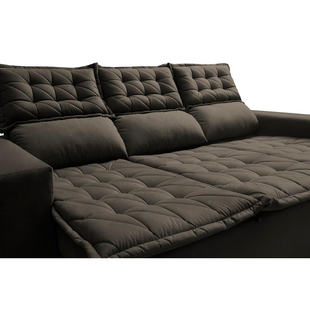 Sofá 3 Lugares Retrátil e Reclinável Cama inBox Slim 2,00m Velusoft Café - 4