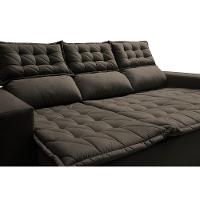 Sofá 3 Lugares Retrátil e Reclinável Cama inBox Slim 2,00m Velusoft Café