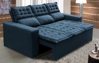 Sofá 3 Lugares Retrátil e Reclinável Cama inBox Slim 2,00m Velusoft Azul - 1