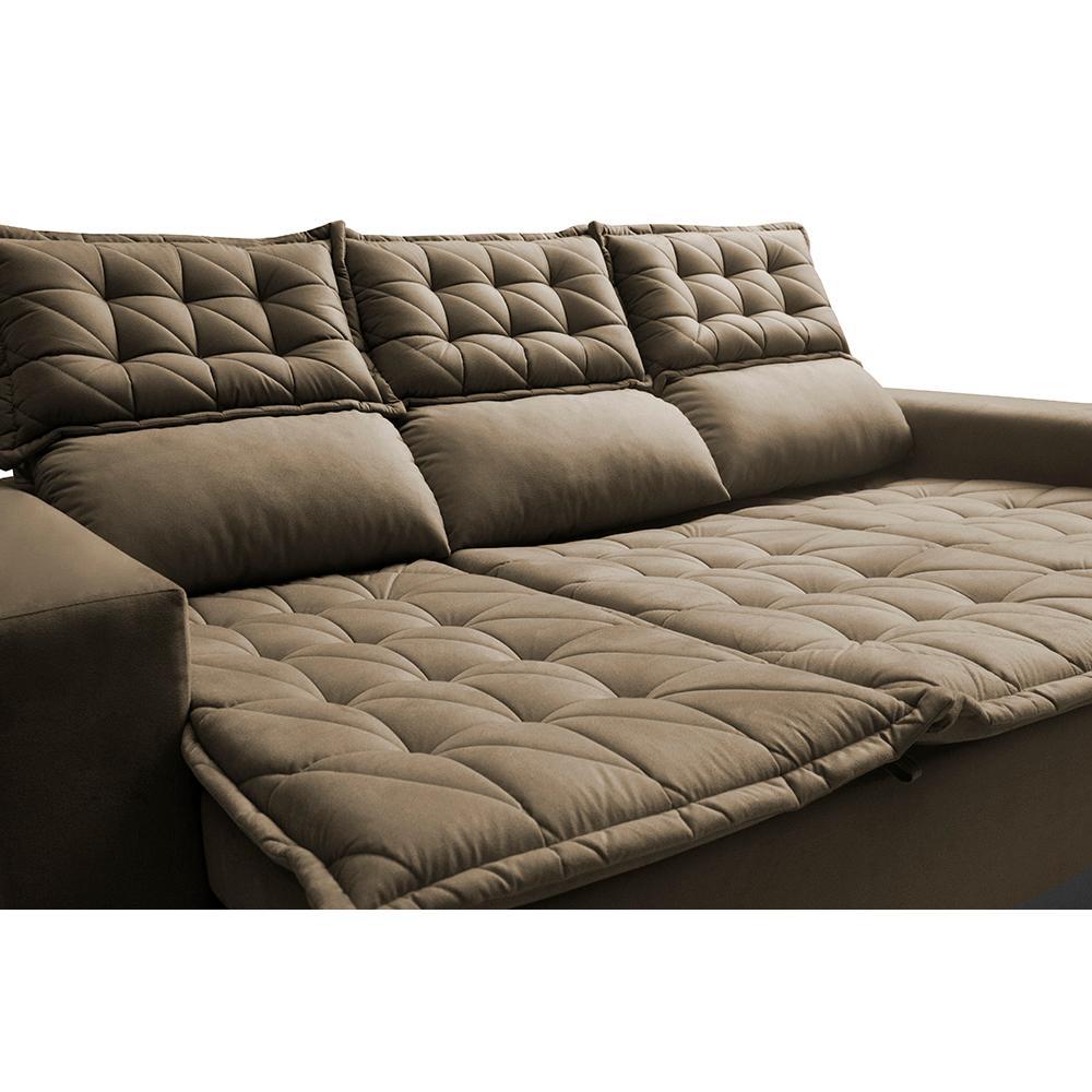 Sofá 3 Lugares Retrátil e Reclinável Cama inBox Slim 2,00m Velusoft Castor - 4