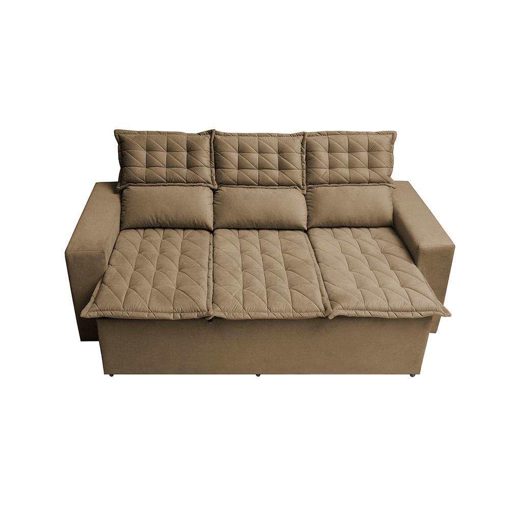 Sofá 3 Lugares Retrátil e Reclinável Cama inBox Slim 2,00m Velusoft Castor - 5