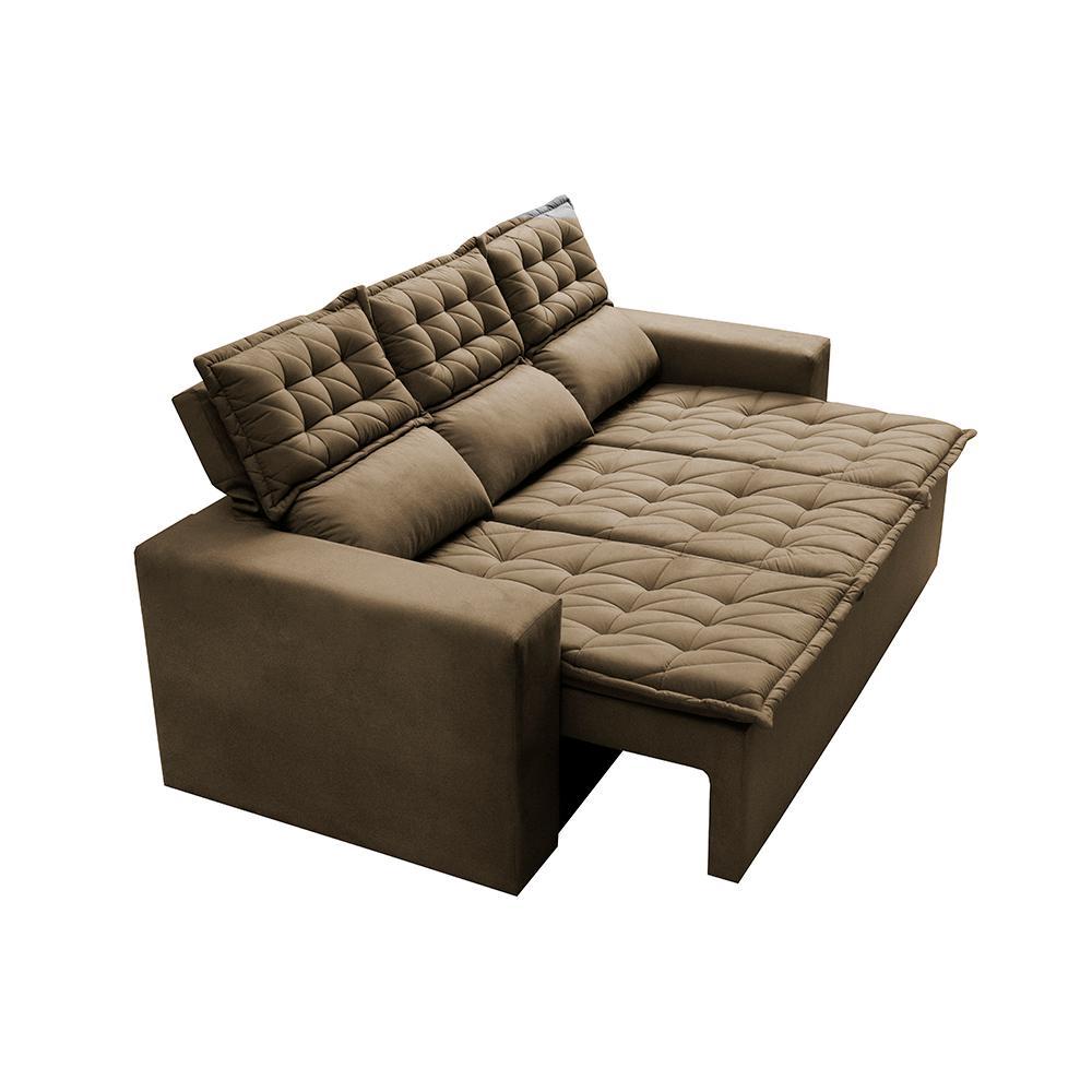 Sofá 3 Lugares Retrátil e Reclinável Cama inBox Slim 2,00m Velusoft Castor - 8