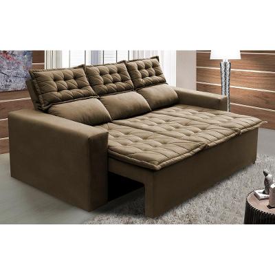 Sofá 3 Lugares Retrátil e Reclinável Cama inBox Slim 2,00m Velusoft Castor