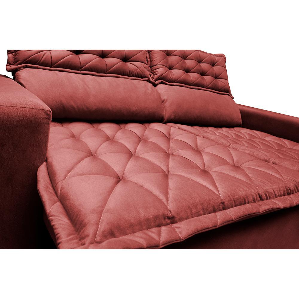 Sofá 3 Lugares Retrátil e Reclinável Cama inBox Slim 1,80m Velusoft Vermelho - 2
