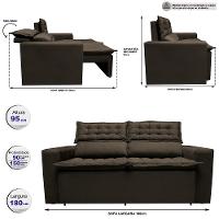 Sofá 3 Lugares Retrátil e Reclinável Cama inBox Slim 1,80m Velusoft Café - 3