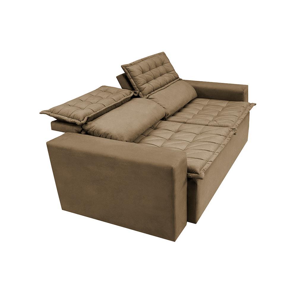 Sofá 3 Lugares Retrátil e Reclinável Cama inBox Slim 1,80m Velusoft Castor - 7