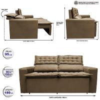 Sofá 3 Lugares Retrátil e Reclinável Cama inBox Slim 1,80m Velusoft Castor - 3