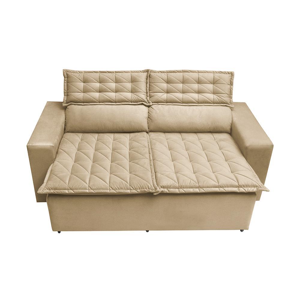 Sofá 3 Lugares Retrátil e Reclinável Cama inBox Slim 1,80m Velusoft Bege - 5