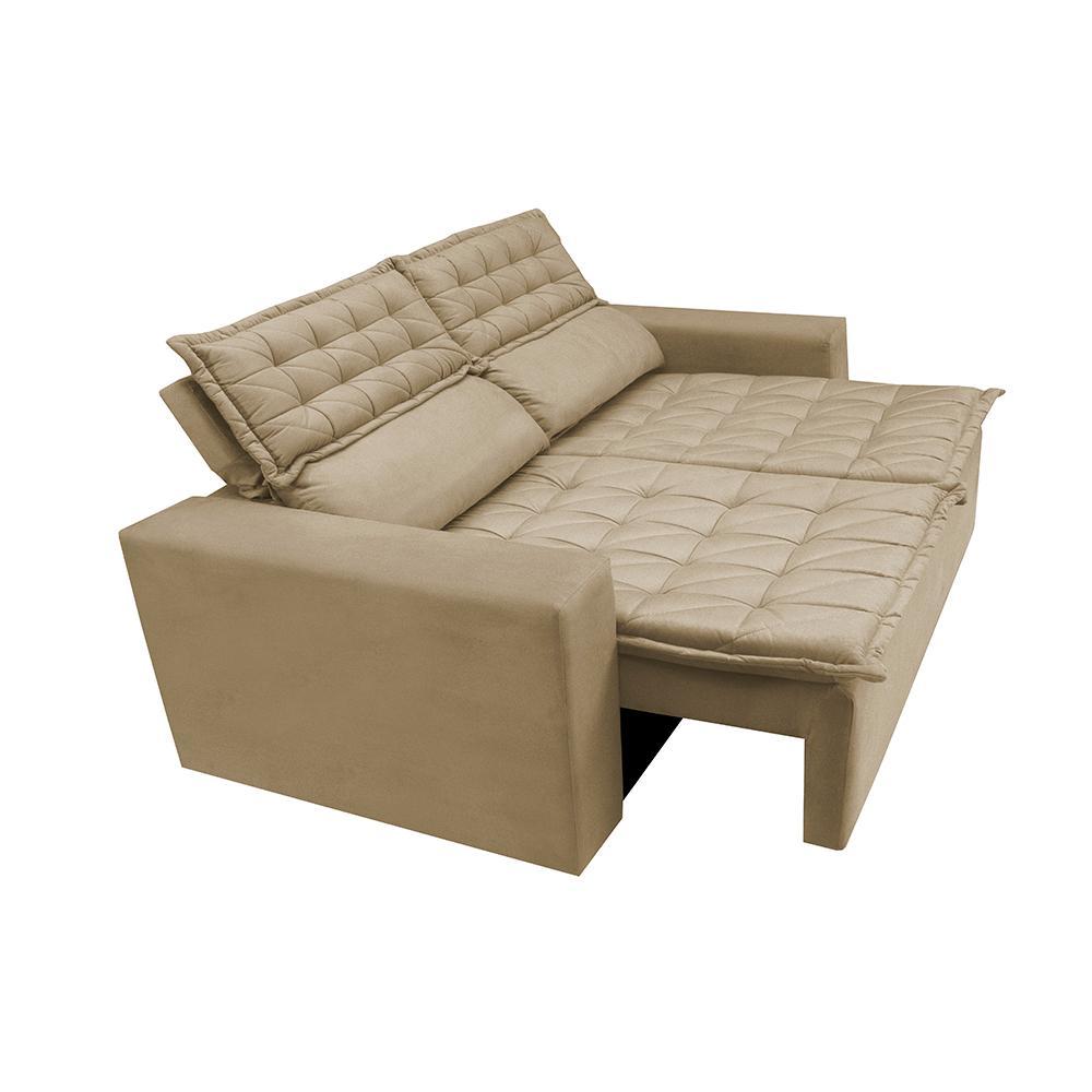 Sofá 3 Lugares Retrátil e Reclinável Cama inBox Slim 1,80m Velusoft Bege - 8