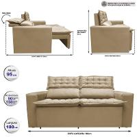 Sofá 3 Lugares Retrátil e Reclinável Cama inBox Slim 1,80m Velusoft Bege - 3