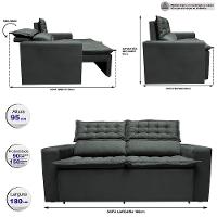 Sofá 3 Lugares Retrátil e Reclinável Cama inBox Slim 1,80m Velusoft Cinza - 3