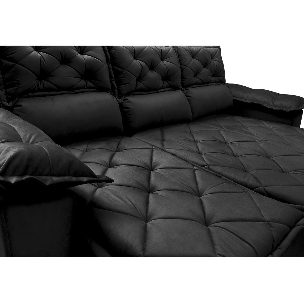 Sofá 3 Lugares Retrátil e Reclinável Cama inBox Compact 2,00m Velusoft Preto - 4