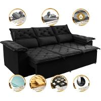 Sofá 3 Lugares Retrátil e Reclinável Cama inBox Compact 2,00m Velusoft Preto - 3