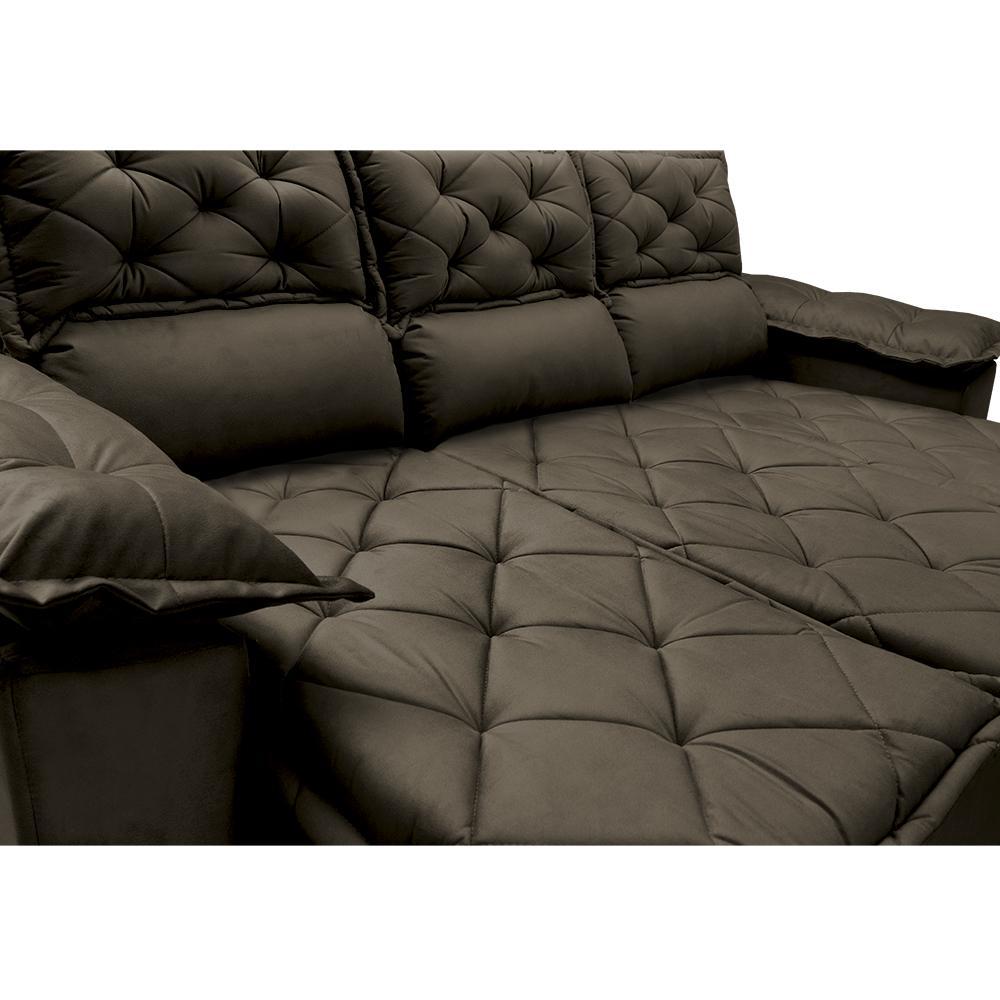 Sofá 3 Lugares Retrátil e Reclinável Cama inBox Compact 2,00m Velusoft Café - 4
