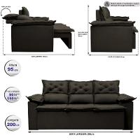 Sofá 3 Lugares Retrátil e Reclinável Cama inBox Compact 2,00m Velusoft Café - 2