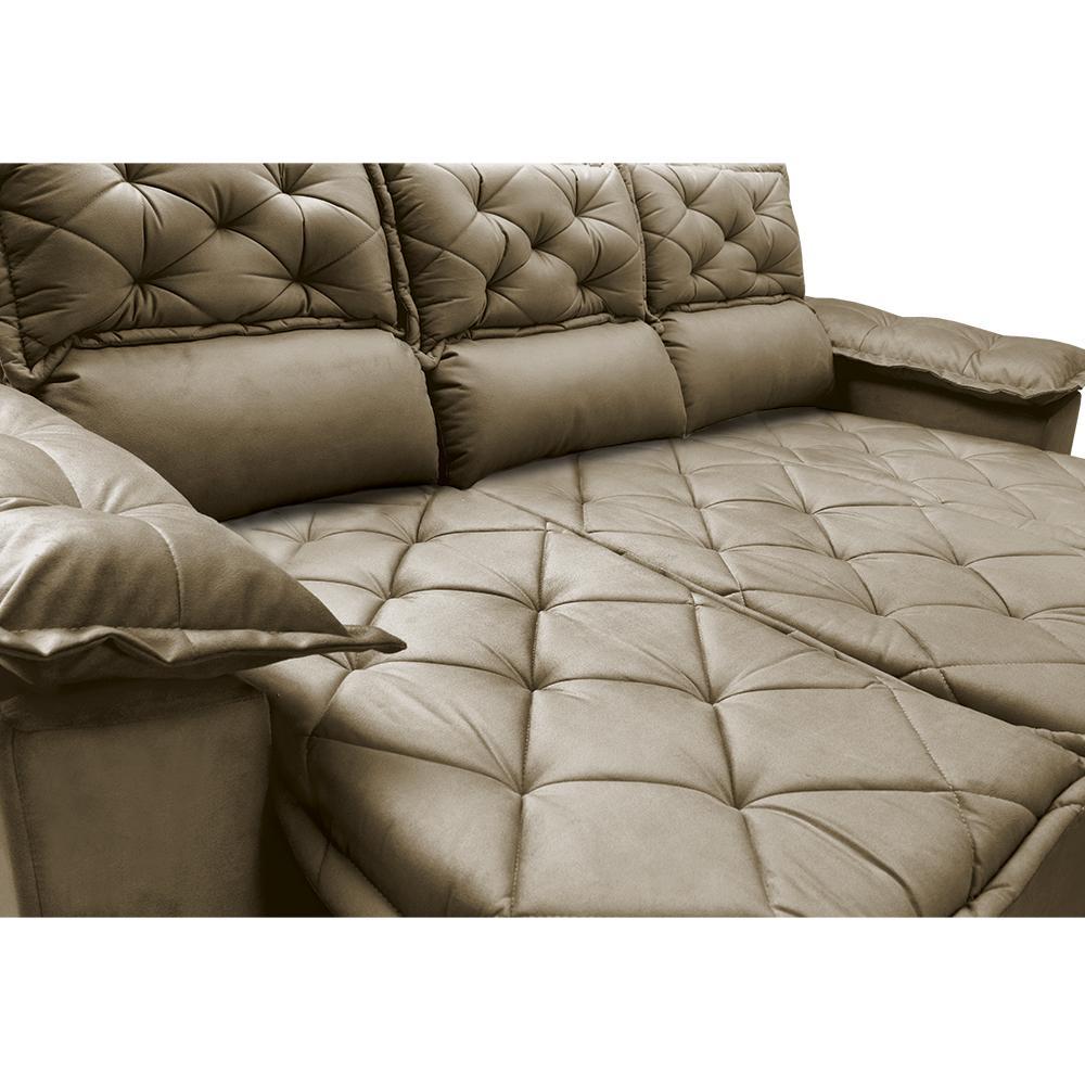 Sofá 3 Lugares Retrátil e Reclinável Cama inBox Compact 2,00m Velusoft Castor - 4