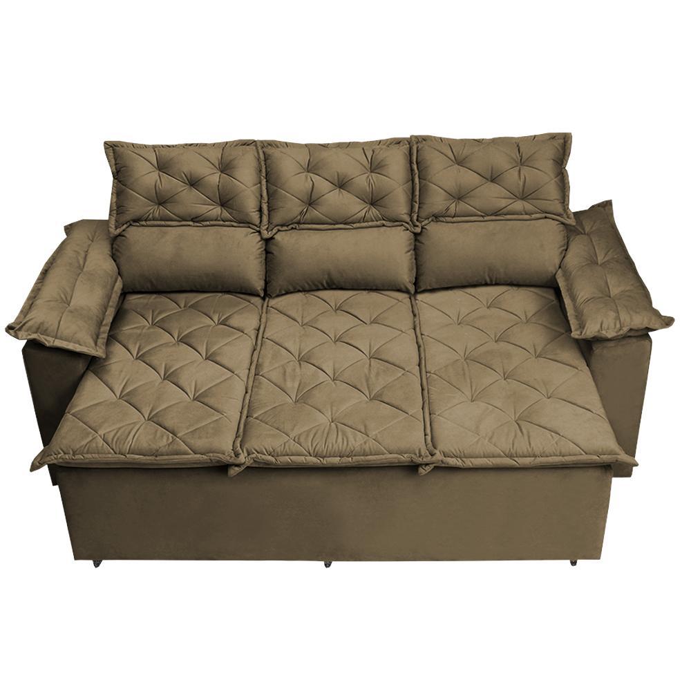 Sofá 3 Lugares Retrátil e Reclinável Cama inBox Compact 2,00m Velusoft Castor - 5