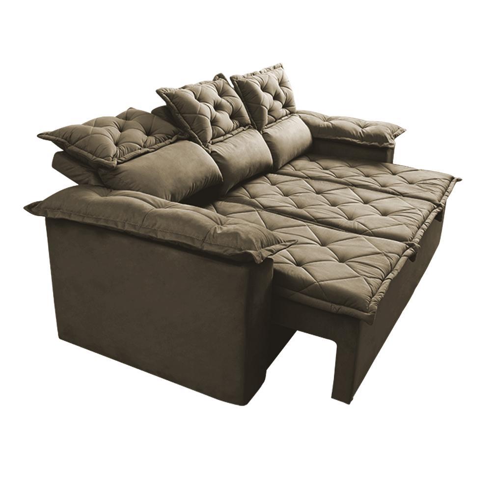 Sofá 3 Lugares Retrátil e Reclinável Cama inBox Compact 2,00m Velusoft Castor - 7