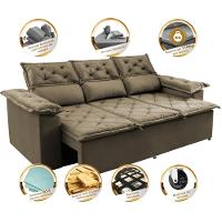 Sofá 3 Lugares Retrátil e Reclinável Cama inBox Compact 2,00m Velusoft Castor - 3