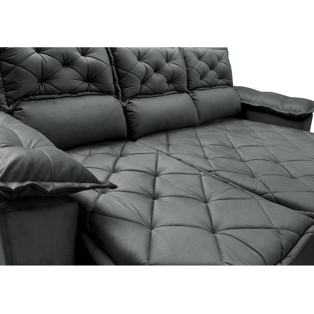 Sofá 3 Lugares Retrátil e Reclinável Cama inBox Compact 2,00m Velusoft Cinza - 4