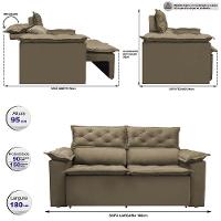 Sofá 3 Lugares Retrátil e Reclinável Cama inBox Compact 1,80m Velusoft Castor - 2