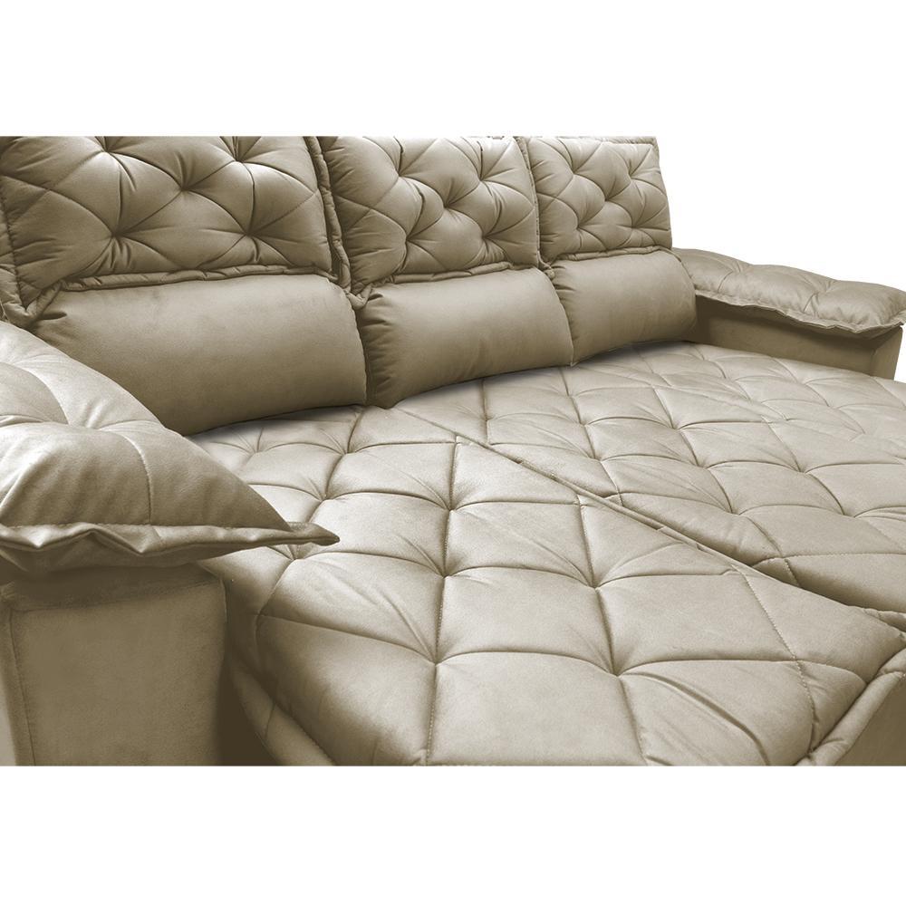 Sofá 3 Lugares Retrátil e Reclinável Cama inBox Compact 2,00m Velusoft Bege - 4