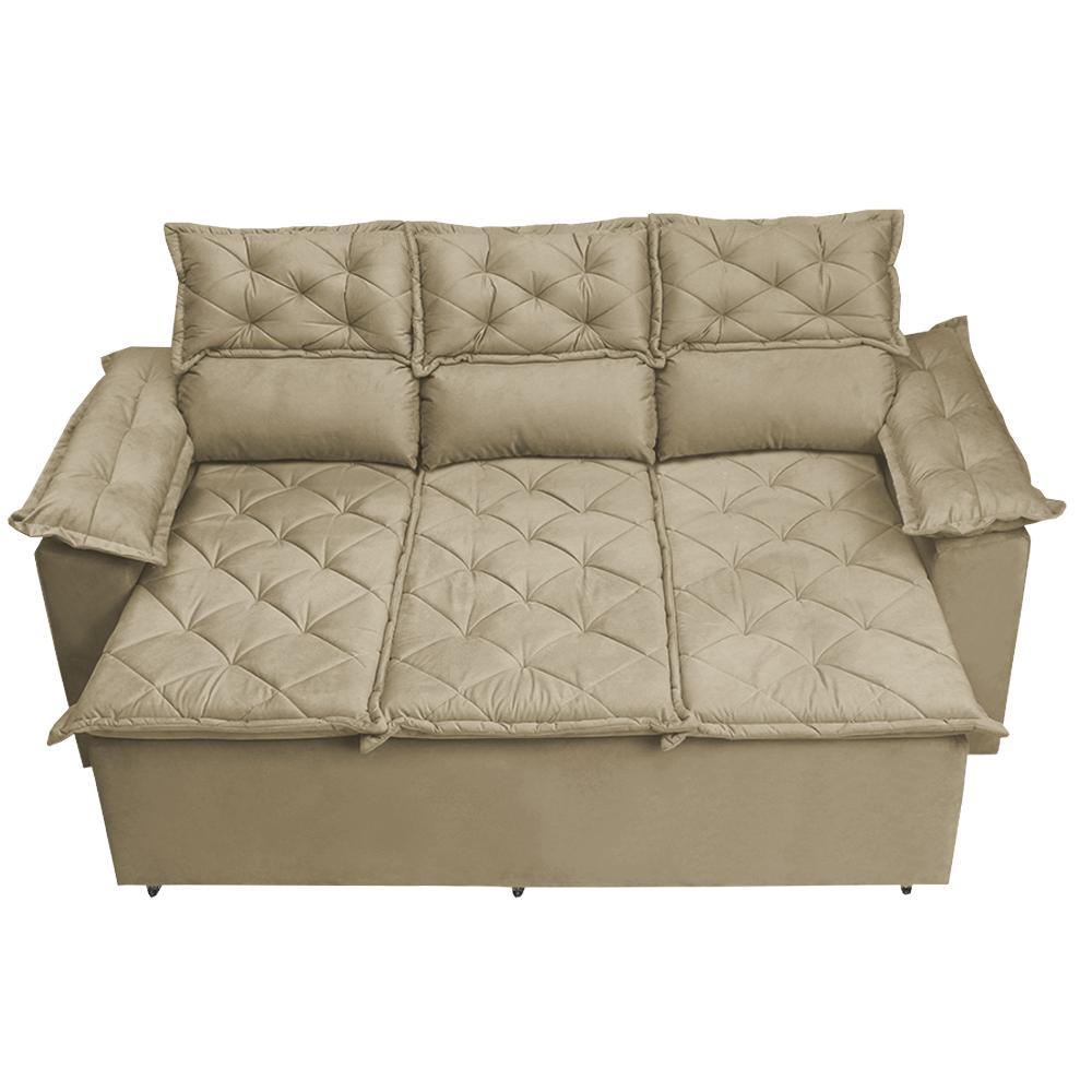 Sofá 3 Lugares Retrátil e Reclinável Cama inBox Compact 2,00m Velusoft Bege - 5