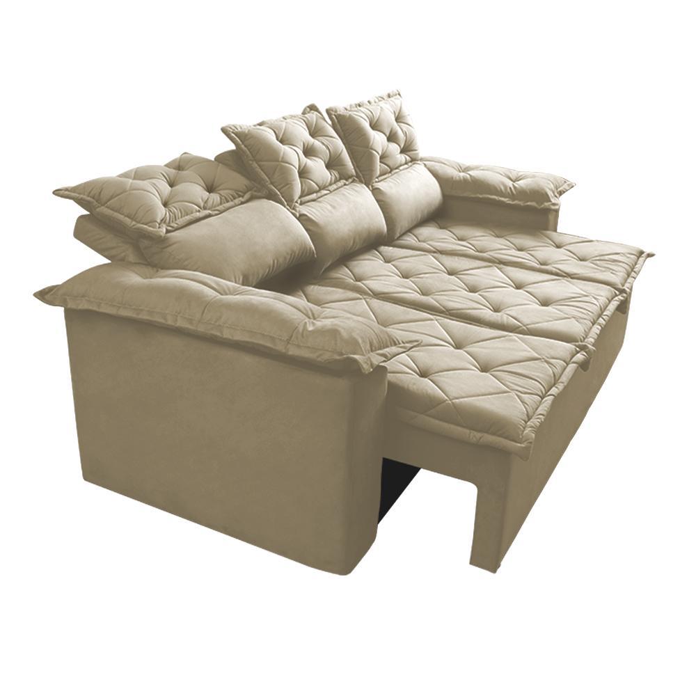 Sofá 3 Lugares Retrátil e Reclinável Cama inBox Compact 2,00m Velusoft Bege - 7