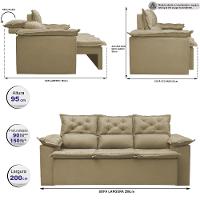 Sofá 3 Lugares Retrátil e Reclinável Cama inBox Compact 2,00m Velusoft Bege - 2