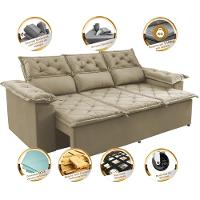 Sofá 3 Lugares Retrátil e Reclinável Cama inBox Compact 2,00m Velusoft Bege - 3