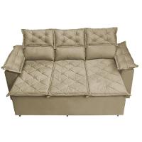 Sofá 3 Lugares Retrátil e Reclinável Cama inBox Compact 2,00m Velusoft Bege - 5