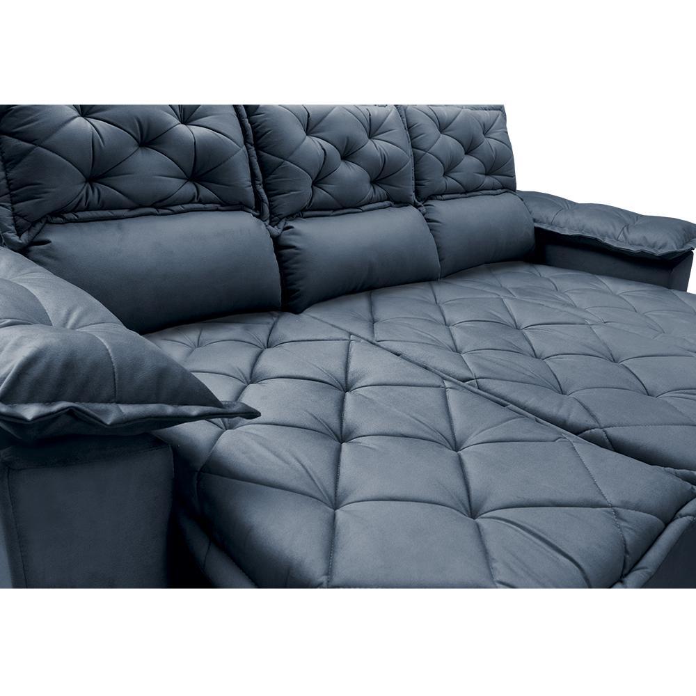 Sofá 3 Lugares Retrátil e Reclinável Cama inBox Compact 2,00m Velusoft Azul - 4