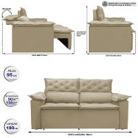 Sofá 3 Lugares Retrátil e Reclinável Cama inBox Compact 1,80m Velusoft Bege - 2