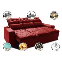 Sofá 3 Lugares Retrátil e Reclinável 2,00m Cama inBox Smal com bordado pantográfico Suede Vermelho - 3