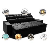Sofá 3 Lugares Retrátil e Reclinável 2,00m Cama inBox Smal com bordado pantográfico Suede Preto - 3