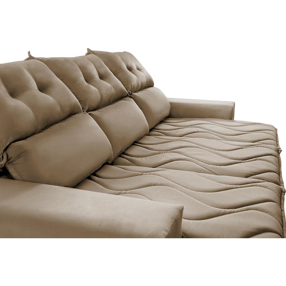 Sofá 3 Lugares Retrátil e Reclinável 2,00m Cama inBox Smal com bordado pantográfico Suede Castor - 4