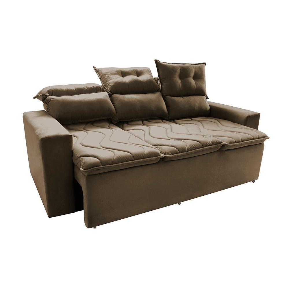 Sofá 3 Lugares Retrátil e Reclinável 2,00m Cama inBox Smal com bordado pantográfico Suede Castor - 7