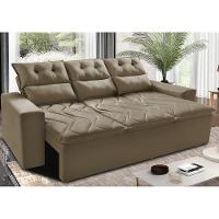 Sofá 3 Lugares Retrátil e Reclinável 2,00m Cama inBox Smal com bordado pantográfico Suede Castor - 1
